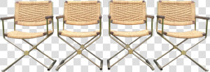 4 Vintage Regency Style Director Chairs With Rattan rope   Chair  HD Png Download