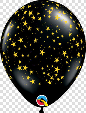 25 Latex Balloons   Black Balloon With Stars  HD Png Download