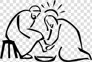 Jesus Washing Disciples Feet   Clipart Maundy Thursday  HD Png Download