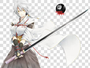 Anime Sword Girl Render By Shinkunekita On Deviantart   Anime Katana Sword Drawing  HD Png Download