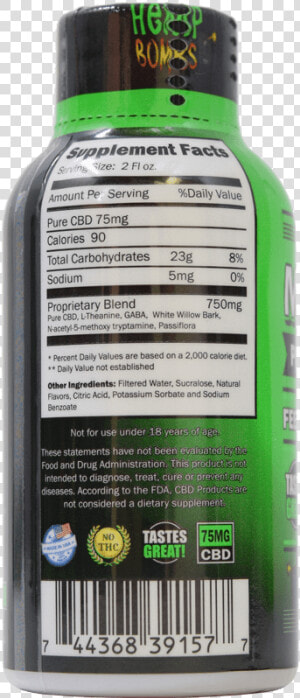 75mg Cbd Max Chill Shot   Cbd Energy Drink Ingredients  HD Png Download