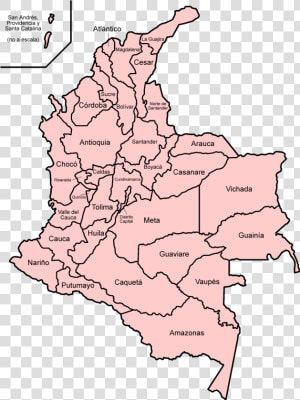 Colombia Departments Spanish   Colombia Map In Spanish  HD Png Download