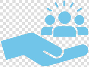 An Open Hand Holding Three People   Virtual Community Icon  HD Png Download