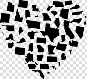 Heart With All Us States   50 States In A Heart  HD Png Download