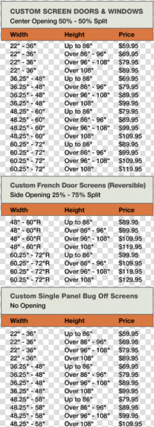 Screen Door Sizes  HD Png Download