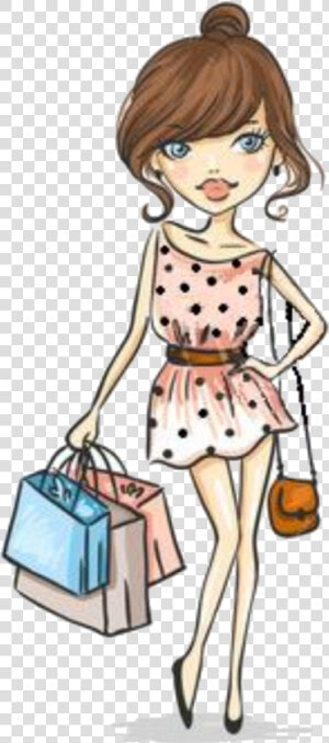Imagem   Cute Girl Shopping Cartoon  HD Png Download