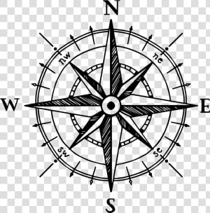 Compass Drawing Black North South East West Overlay   Compass Rose Png  Transparent Png