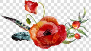 Flower Clipart Watercolor Painting Poppy Drawing Watercolour   Drawing Of Red And Orange Flowers  HD Png Download