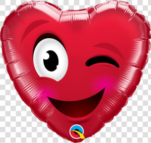 Foil Valentine S Day Winking Red Heart Balloon  HD Png Download