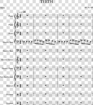 Teeth 5sos Drums Sheet Music  HD Png Download