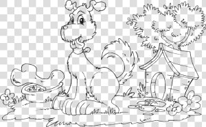 With And Bone Coloring   Dog With A Bone Colouring Page  HD Png Download