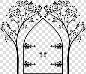 Faerie  Door  Tree  Design  Architecture  Old   Gold Tree Wall Stickers  HD Png Download