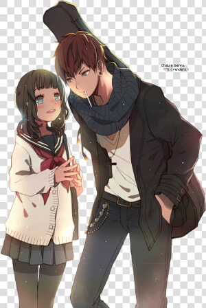 Anime Boy And Girl Transparent  Hd Png Download   Png   Anime Boy Brown Hair  Png Download