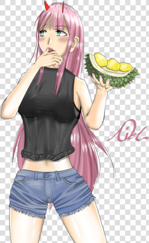 Zero Two Eating Durians   Cartoon  HD Png Download