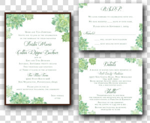 Watercolor Succulents Wedding Invitation Set  HD Png Download