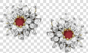 Ruby Stud Earrings White Stones  HD Png Download