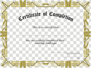 Reading Challenge Certificate Of Completion Freebies   Certificate Of Completion Png  Transparent Png