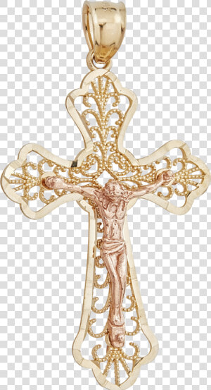 14k Yellow  amp  Rose Gold   Cross  HD Png Download
