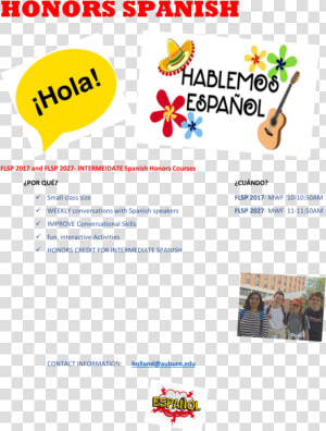 Flyer Detailing Honors Spanish Courses   Graphic Design  HD Png Download