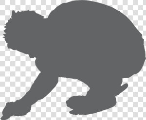 Man Crouch Grey   Man Crouched Down  HD Png Download