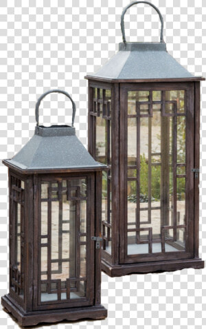 Brown Wood Geometric Lanterns  Small And Large  HD Png Download