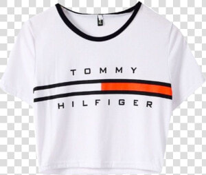  tommy  hilfiger  tommyhilfiger  top  tshirt  white   Tommy Hilfiger Crop Shirt  HD Png Download