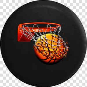 Basketball In Fire Going Thru Net  HD Png Download