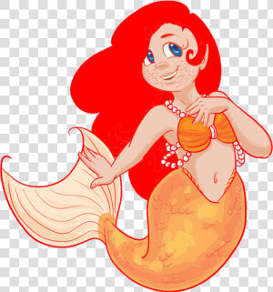 Redhead Mermaid   Cartoon Mermaid Red Head  HD Png Download