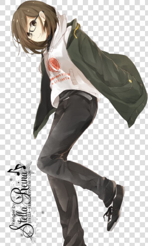 Anime Girl With Brown Hair And Glasses Search Result   Cartoon  HD Png Download