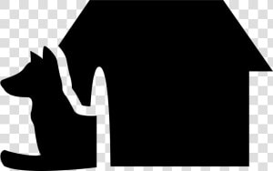 Dog In His House   Silhouette Dog House Png  Transparent Png