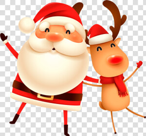 Transparent Santa Reindeer Png   Merry Christmas Santa Reindeer  Png Download
