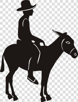 Transparent Donkey Silhouette Png   Man On Donkey Silhouette  Png Download