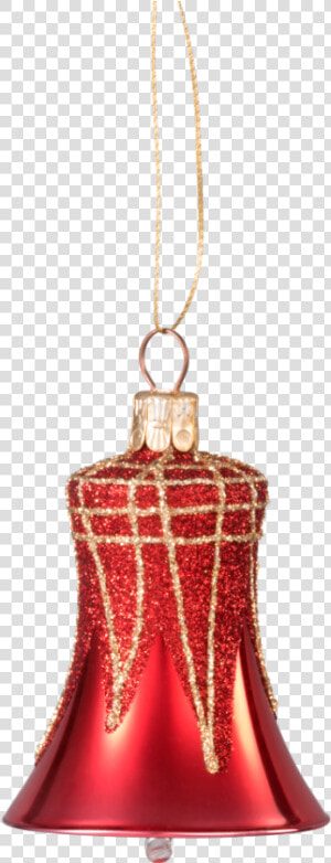 Glass Ornament Red Bell With Glitter Roof   Chain  HD Png Download