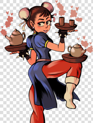 Chun li And Tea   Cartoon  HD Png Download