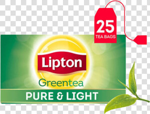 Lipton Green Tea Pure Light 25 Tea Bags   Label  HD Png Download