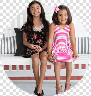 Children Sitting On Front Porch At Home   Girl  HD Png Download