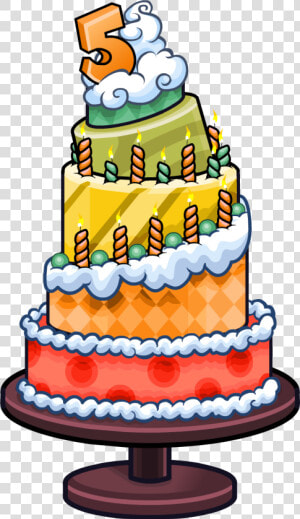 5th Anniversary Party Cake   Birthday Club Penguin  HD Png Download