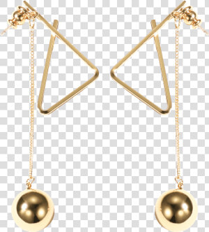 Zegl Trendy Golden Earrings With Triangle Shape And   Pearl  HD Png Download