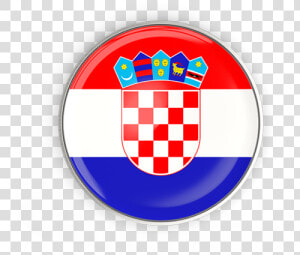 Round Button With Metal Frame   Croatian Flag  HD Png Download