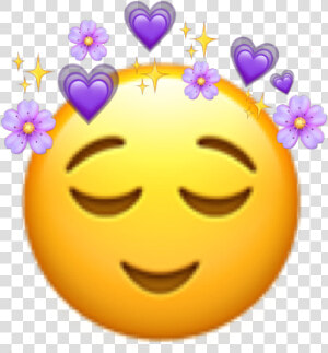  relax  emoji  emojiiphone  yellow  flower  purple   Smiley  HD Png Download