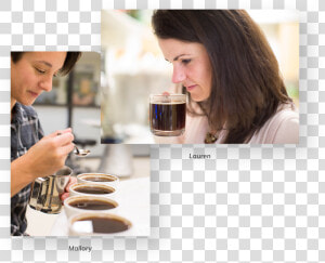 Here They Are Tasting Coffee   Diet Soda  HD Png Download