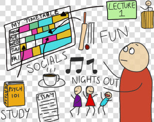 Students Clipart Studying   Student Time Management Cartoon  HD Png Download