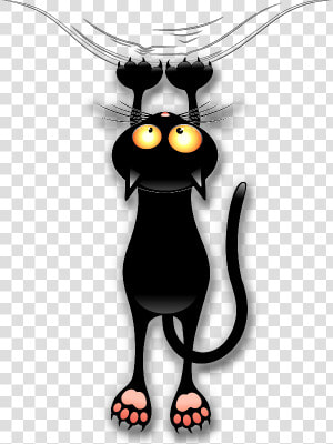 Fun Black Cat Falling   Cartoon Black Cat Falling  HD Png Download