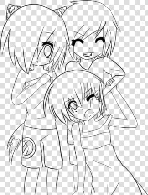 Anime Girl Friends Coloring Pages   Anime Neko Colouring Pages  HD Png Download