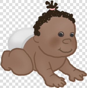 Crawling Baby Clipart Dark Curls   Cartoon  HD Png Download