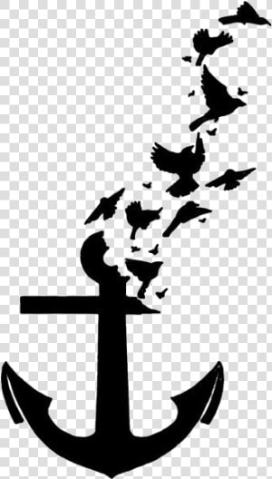 Tatuaje Ancla Con Pajaros  HD Png Download