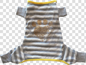 Grey White Stripe Pajama W  Heart Shape Paw Iron On  HD Png Download
