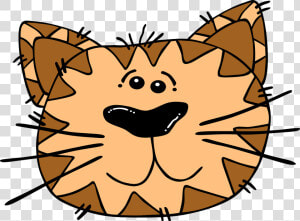 Cat  Face  Cartoon  Striped  Tiger  Animal  Head   Sad Cat Clipart  HD Png Download