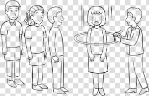 Man Passing Hula Hoop Over Every Person In Small Group    Line Art  HD Png Download