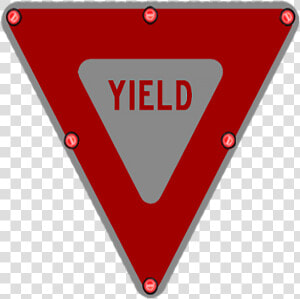 Ts40 Flashing Yield Sign Night   Traffic Sign  HD Png Download